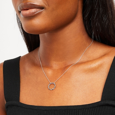 Circle of Gratitude® Collection 0.12 CT. T.W. Black Diamond and Polished Twist Necklace in Sterling Silver