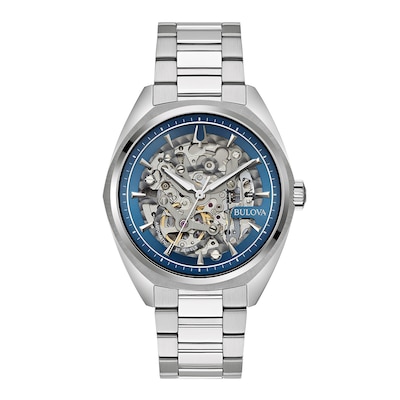 Men's Bulova Surveyor Automatic Watch with Blue Skeleton Dial (Model: 96A292)