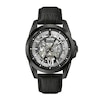 Thumbnail Image 0 of Men's Bulova Automatic Collection Black IP Leather Strap Watch with Black and Silver Skeleton Dial (Model: 98A304)
