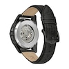 Thumbnail Image 2 of Men's Bulova Automatic Collection Black IP Leather Strap Watch with Black and Silver Skeleton Dial (Model: 98A304)