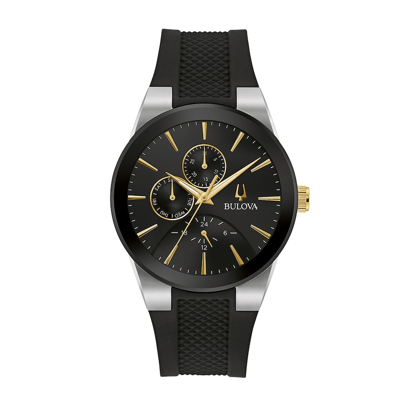 Men's Bulova Millennia Black IP and Gold-Tone Strap Watch with Black Dial (Model: 98C146)|Peoples Jewellers