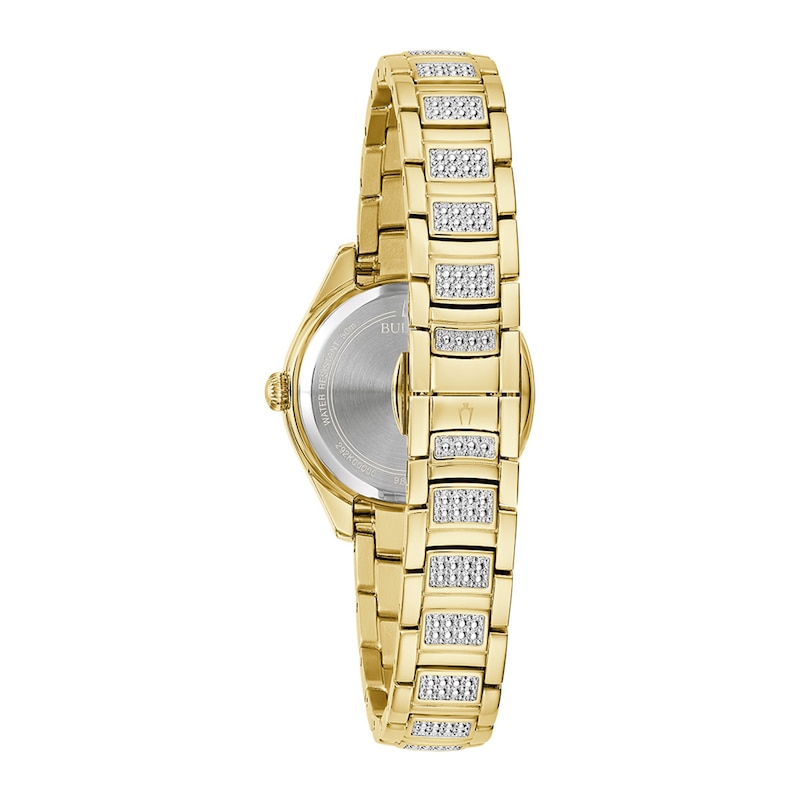 Ladies' Bulova Crystal Accent Gold-Tone Watch with Mother-of-Pearl Dial (Model: 98L306)|Peoples Jewellers