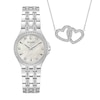 Thumbnail Image 1 of Ladies' Bulova Crystal Accent Watch with Mother-of-Pearl Dial and Heart Necklace Set (Model: 96X161)