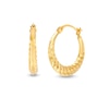 Thumbnail Image 0 of Ribbed 18.0mm Hoop Earrings in Hollow 10K Gold