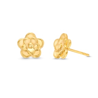 3D Flower Stud Earrings in 10K Gold