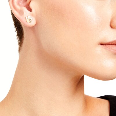 3D Flower Stud Earrings in 10K Gold