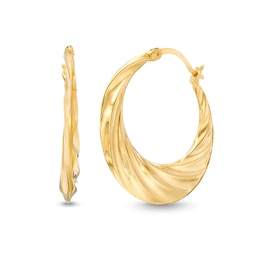 Layered Swirl 23.0mm Hoop Earrings in Hollow 10K Gold