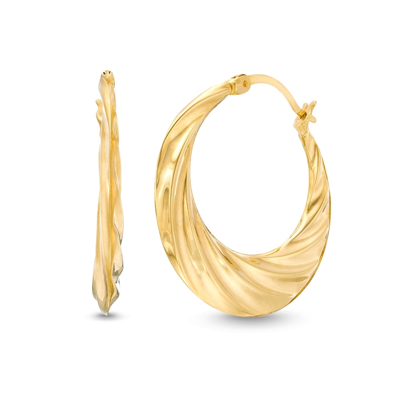 Layered Swirl 23.0mm Hoop Earrings in Hollow 10K Gold|Peoples Jewellers