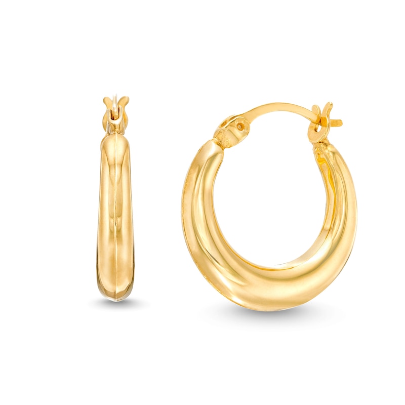 Polished 15.0mm Hoop Earrings in Hollow 10K Gold|Peoples Jewellers
