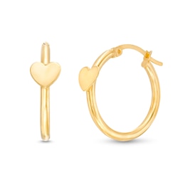 Cutout Heart 21.0mm Hoop Earrings in Hollow 10K Gold