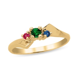 Gemstone Squared Bypass Family Ring (3 Stones)