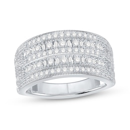 0.45 CT. T.W. Diamond Multi-Row Vintage-Style Band in 10K White Gold