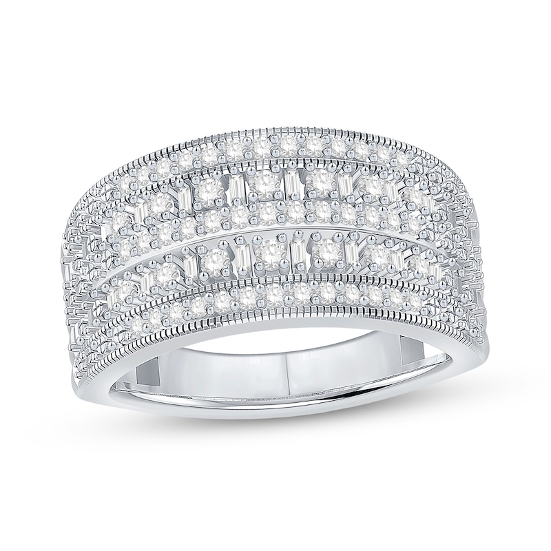 0.45 CT. T.W. Diamond Multi-Row Vintage-Style Band in 10K White Gold|Peoples Jewellers