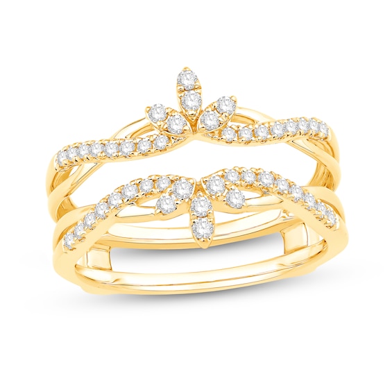 0.29 CT. T.W. Diamond Braided Floral Solitaire Enhancer in 14K Gold