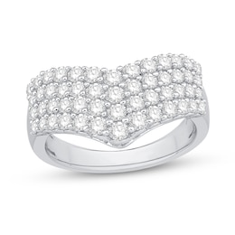 1.45 CT. T.W. Diamond Multi-Row Chevron Ring in 14K White Gold