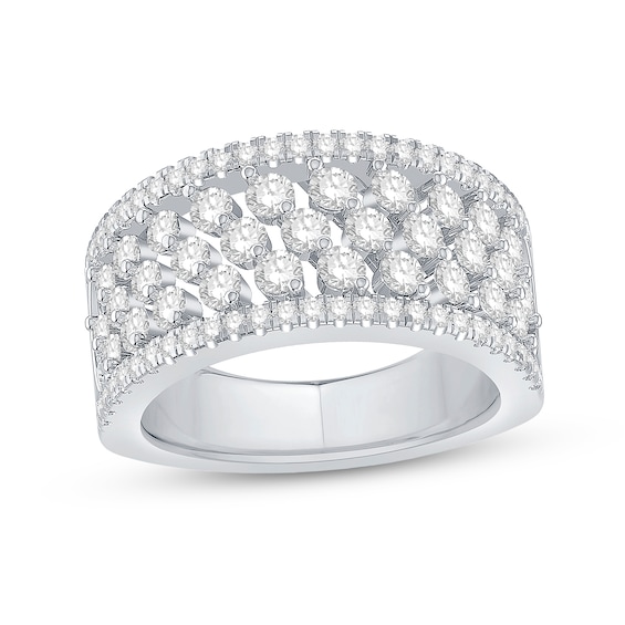 1.45 CT. T.W. Diamond Edge Spaced Multi-Row Band in 14K White Gold