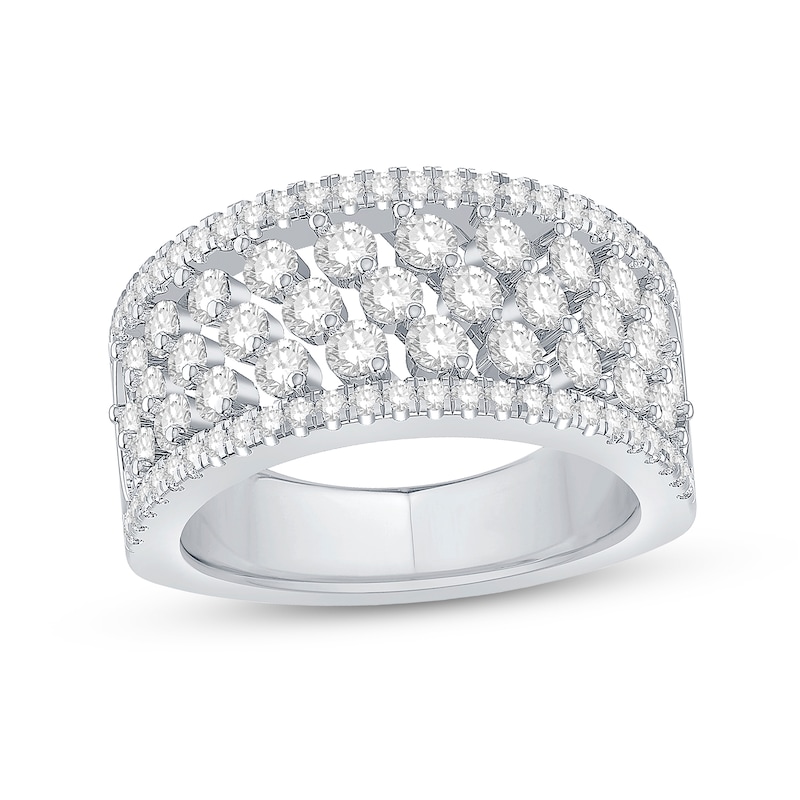 1.45 CT. T.W. Diamond Edge Spaced Multi-Row Band in 14K White Gold|Peoples Jewellers
