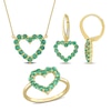 Thumbnail Image 0 of Emerald Heart Necklace, Ring and Drop Earrings Set in 10K Gold