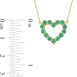 Emerald Heart Necklace, Ring and Drop Earrings Set in 10K Gold