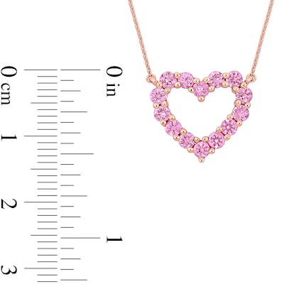 Pink Sapphire Heart Necklace, Ring and Drop Earrings Set in 10K Rose Gold