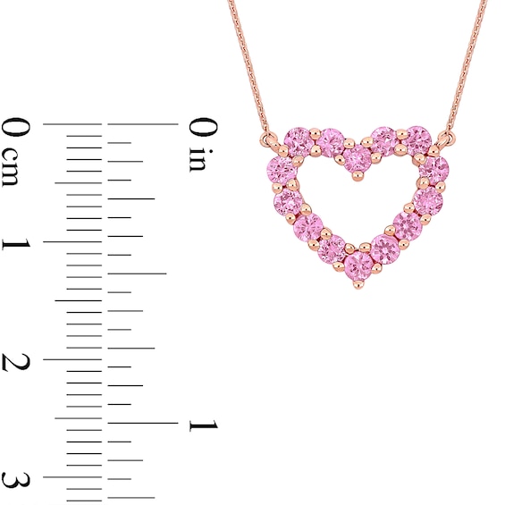 Pink Sapphire Heart Necklace, Ring and Drop Earrings Set in 10K Rose Gold