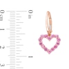 Thumbnail Image 4 of Pink Sapphire Heart Necklace, Ring and Drop Earrings Set in 10K Rose Gold