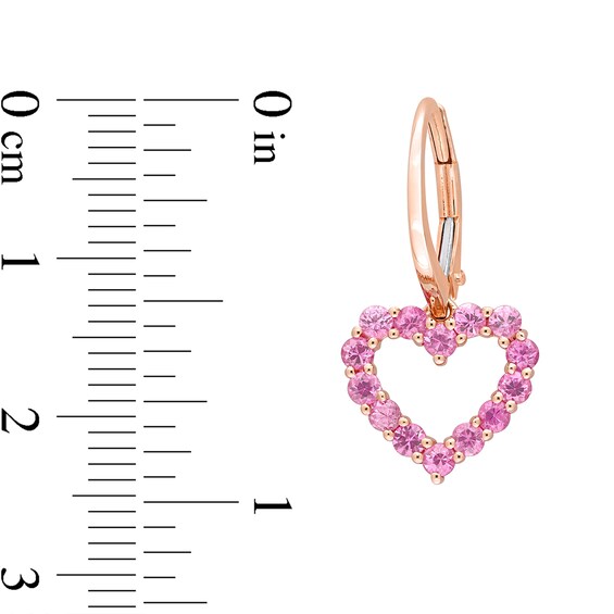 Pink Sapphire Heart Necklace, Ring and Drop Earrings Set in 10K Rose Gold