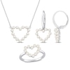 Thumbnail Image 0 of 2.0-2.5mm Freshwater Cultured Pearl Heart Necklace, Ring and Drop Earrings Set in 14K White Gold