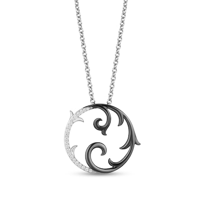 Enchanted Disney Villains Maleficent 0.085 CT. T.W. Diamond Thorns Circle Pendant in Two-Tone Sterling Silver - 19"