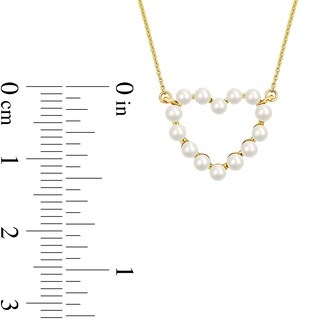 Freshwater Cultured Pearl Outline Heart Necklace, Ring and Drop Earrings Set in 14K Gold