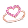 Thumbnail Image 0 of Pink Sapphire Outline Heart Ring in 10K Rose Gold