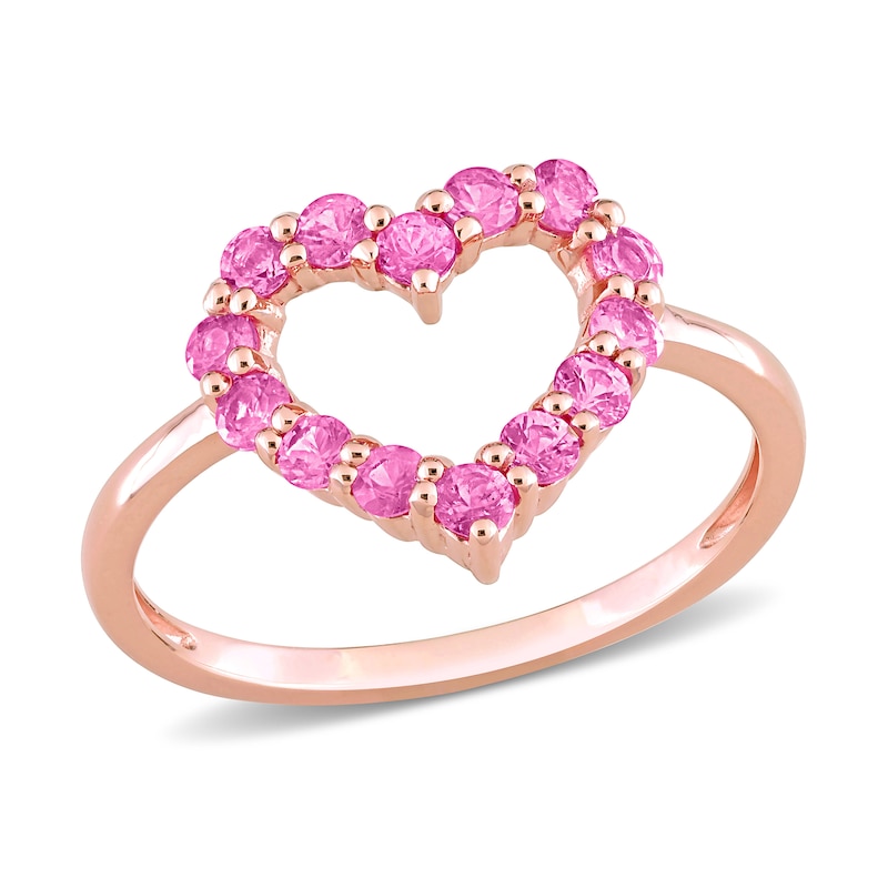 Pink Sapphire Outline Heart Ring in 10K Rose Gold|Peoples Jewellers