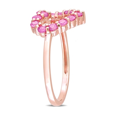 Pink Sapphire Outline Heart Ring in 10K Rose Gold