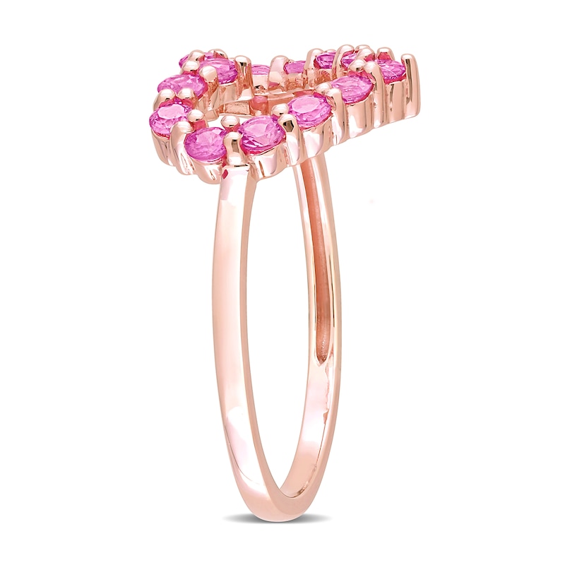Pink Sapphire Outline Heart Ring in 10K Rose Gold
