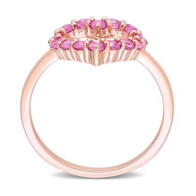 Pink Sapphire Outline Heart Ring in 10K Rose Gold