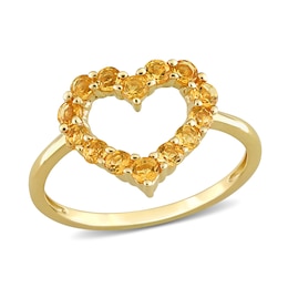 Citrine Outline Heart Ring in 10K Gold