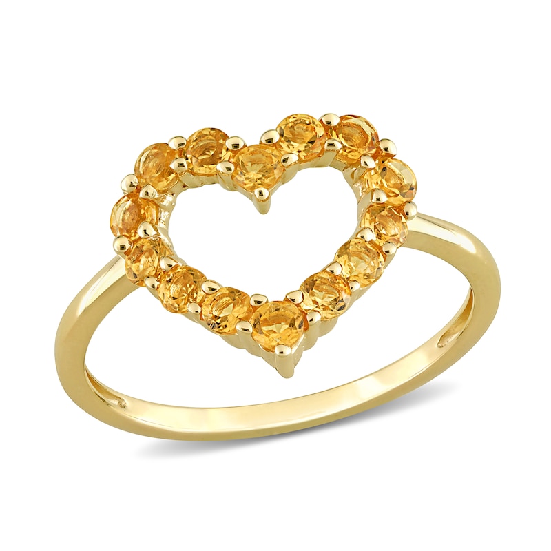 Citrine Outline Heart Ring in 10K Gold