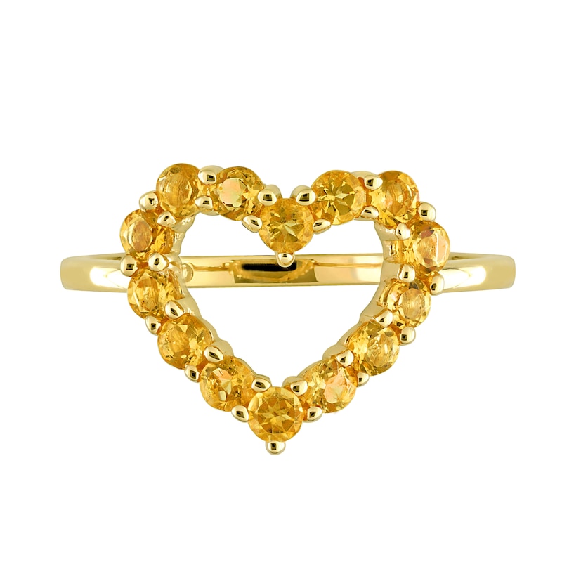 Citrine Outline Heart Ring in 10K Gold