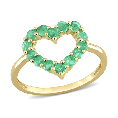 Emerald Outline Heart Ring in 10K Gold