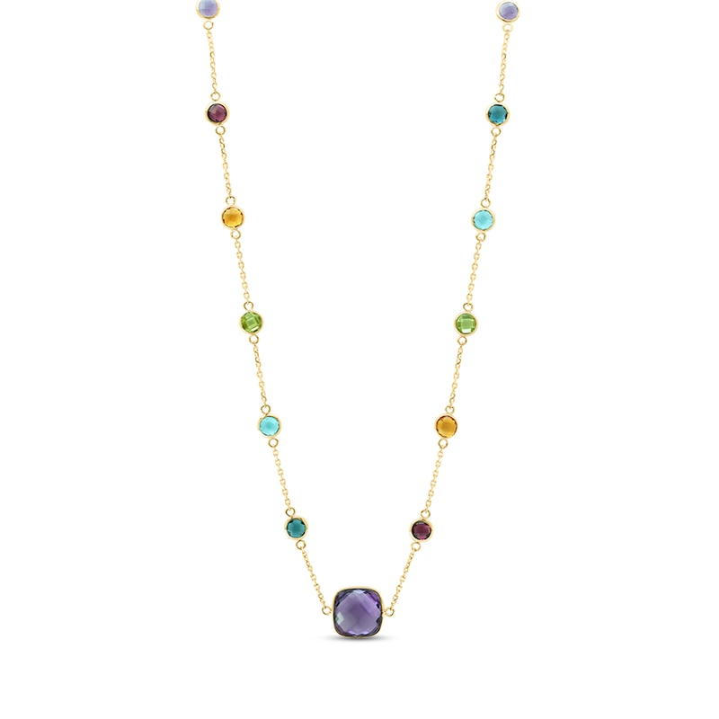 EFFY™ Collection Multi-Colour Multi-Gemstone Station Necklace in 14K Gold|Peoples Jewellers