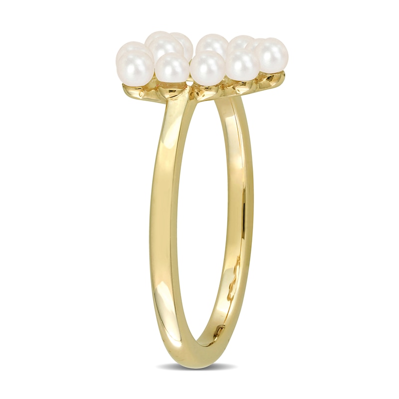 Freshwater Cultured Pearl Outline Heart Ring in 14K Gold