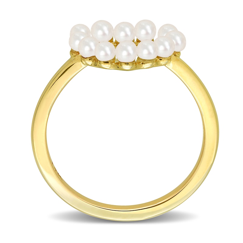 Freshwater Cultured Pearl Outline Heart Ring in 14K Gold