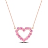 Thumbnail Image 0 of Pink Sapphire Outline Heart Necklace in 10K Rose Gold - 17"
