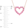 Thumbnail Image 2 of Pink Sapphire Outline Heart Necklace in 10K Rose Gold - 17"