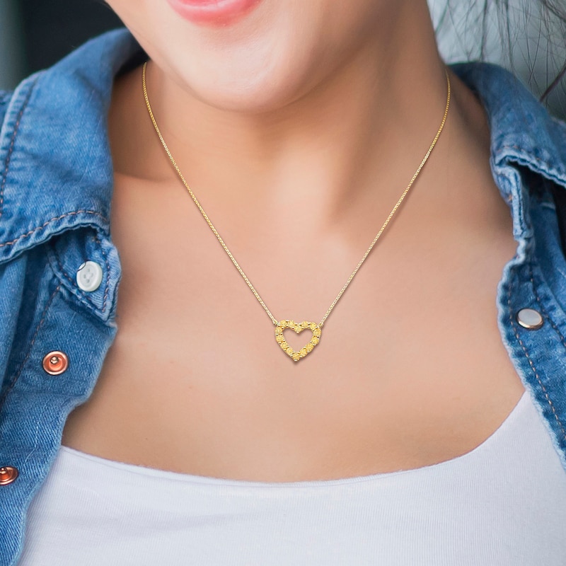 Citrine Outline Heart Necklace in 10K Gold - 17"