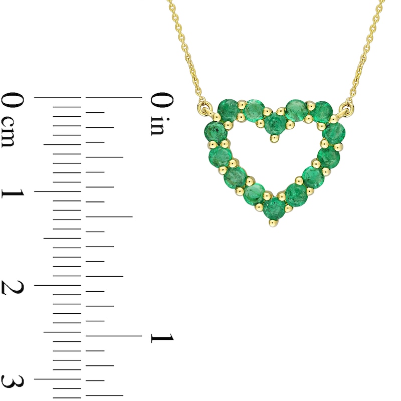 Emerald Outline Heart Necklace in 10K Gold - 17"