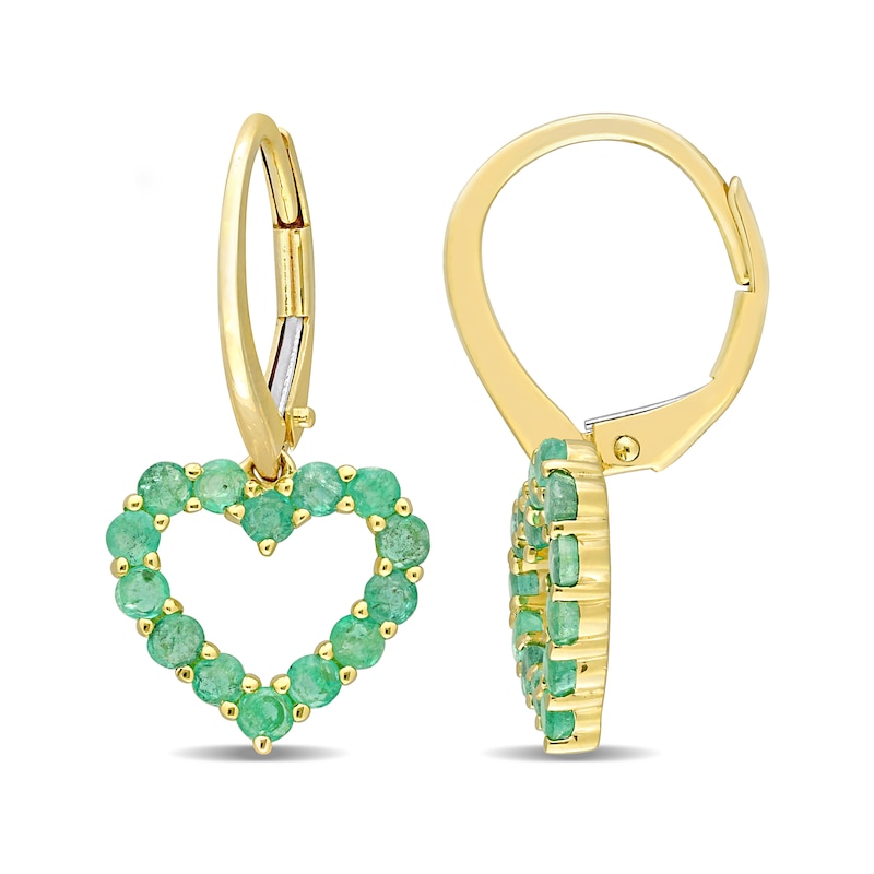 Emerald Outline Heart Drop Earrings in 10K Gold|Peoples Jewellers