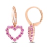 Thumbnail Image 0 of Pink Sapphire Outline Heart Drop Earrings in 10K Rose Gold