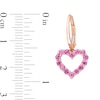 Thumbnail Image 2 of Pink Sapphire Outline Heart Drop Earrings in 10K Rose Gold