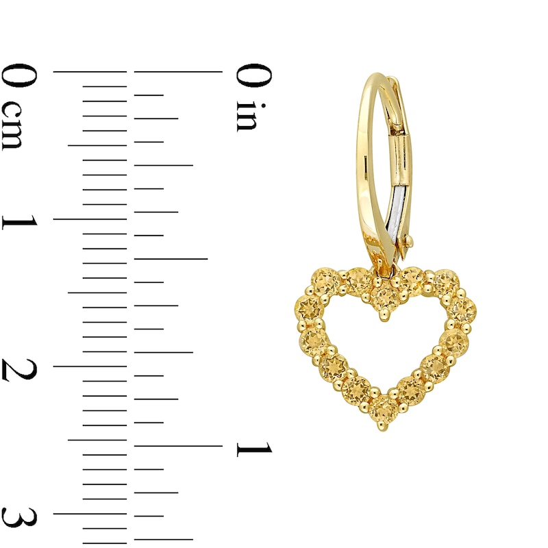 Citrine Outline Heart Drop Earrings in 10K Gold|Peoples Jewellers
